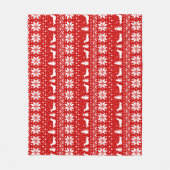 長い髪のダックスフントはクリスマスパターンのシルエットを描きます フリースブランケット (正面)