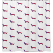 長い髪のダックスフントジオルエット紫 シャワーカーテン (正面)