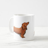 長い髪のダックスフント コーヒーマグカップ (正面左)