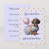 長い髪のダックスフンドパーティー 招待状 (正面/裏面)