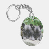 長い髪のチワワの子犬 キーホルダー (正面左)