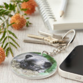 長い髪のチワワの子犬 キーホルダー (正面右)