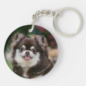 長い髪のチワワのHeadshot 1 キーホルダー (裏面)