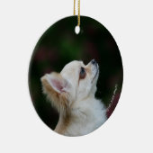 長い髪のチワワのHeadshot 2 セラミックオーナメント (右)