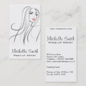 長い髪のヘアスタイリスト兼メイクアップアーティストのブランディング 名刺 (正面/裏面)