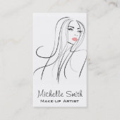 長い髪のヘアスタイリスト兼メイクアップアーティストのブランディング 名刺 (正面)