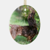 長い髪のミニチュアダックスフント1 セラミックオーナメント (右)