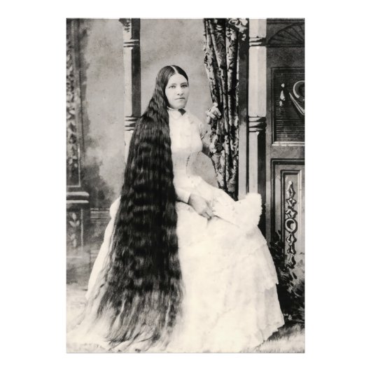 長い髪のヴィクトリア朝の女性 フォトプリント (正面)