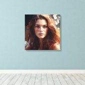 長い髪の美しい女性 キャンバスプリント (インサイチュ (ウッドフロア))