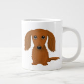 長い髪の赤いダックスフント |かわいいドキシー・アニメの犬 ジャンボコーヒーマグカップ (右)