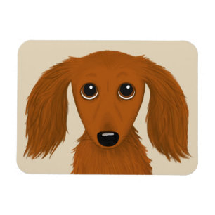 長い髪の赤いダックスフント かわいいDoxieの漫画犬 マグネット