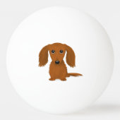 長い髪の赤いダックスフント|かわいいDoxieの漫画犬 卓球ボール (裏面)