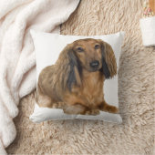 長い髪の金ゴールドのダックスフントの枕 クッション (ブランケット)