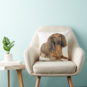 長い髪の金ゴールドのダックスフントの枕 クッション (椅子)