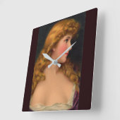 長い髪の19世紀の美女 スクエア壁時計 (傾斜)