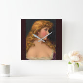 長い髪の19世紀の美女 スクエア壁時計 (ホーム)