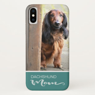 長い髪ダックスフントのお母さんはあなたの犬の写真を加えます iPhone X ケース