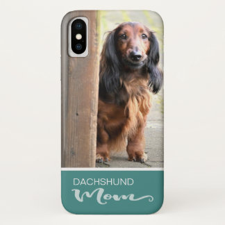 長い髪ダックスフントのお母さんはあなたの犬の写真を加えます iPhone X ケース