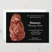 長い髪 |ヘアスタイリスト |美容師 |サロン 招待状 (正面/裏面)