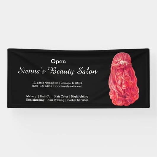 長い髪 |ヘアスタイリスト |美容師 |サロン 横断幕 (横)