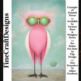 長い鮮やか脚のおもしろいピンクの鳥BS9 Decompage 薄葉紙