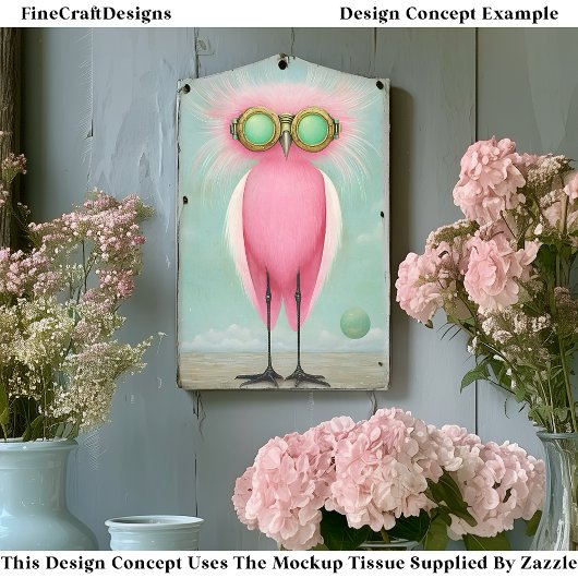 長い鮮やか脚のおもしろいピンクの鳥BS9 Decompage 薄葉紙