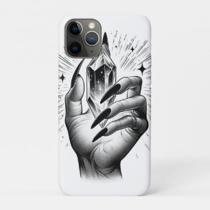 長い黒い爪とクリスタルエネルギーの魔法のヴィンテージ iPhone 11 PROケース
