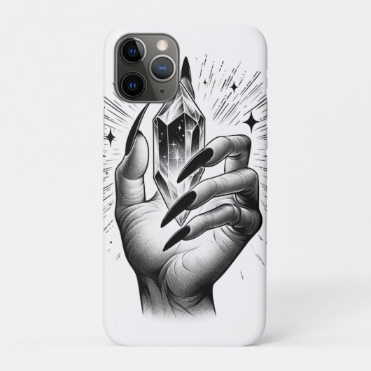 長い黒い爪とクリスタルエネルギーの魔法のヴィンテージ Case-Mate iPhoneケース (裏)