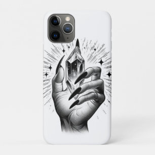 長い黒い爪とクリスタルエネルギーの魔法のヴィンテージ iPhone 11 PROケース