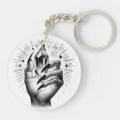 長い黒い爪 & クリスタル エネルギー マジック ヴィンテージ キーホルダー (裏面)