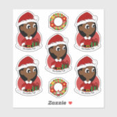 長い黒い髪の休日の漫画を持つかわいい女の子 シール (シート)