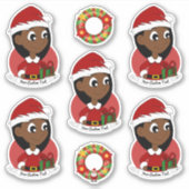 長い黒い髪の休日の漫画を持つかわいい女の子 シール (正面)