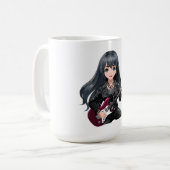 長い黒髪のエモ系女子 コーヒーマグカップ (正面左)