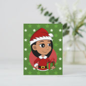 長い黒髪の可愛いヒスパニックの少女 シーズンポストカード (スタンド正面)