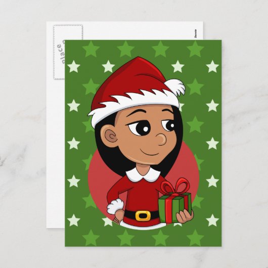 長い黒髪の可愛いヒスパニックの少女 シーズンポストカード (正面/裏面)