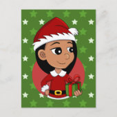 長い黒髪の可愛いヒスパニックの少女 シーズンポストカード (正面)