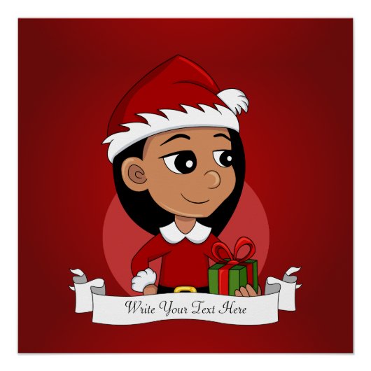 長い黒髪の可愛いヒスパニックの少女 ポスター (正面)