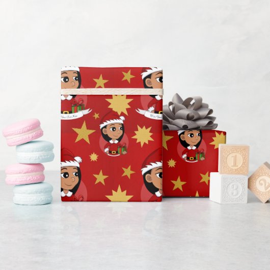 長い黒髪の可愛いヒスパニックの少女 ラッピングペーパー (ベビーシャワー)