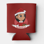 長い黒髪の可愛いヒスパニックの少女 缶クーラー (正面)