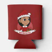 長い黒髪の可愛いヒスパニックの少女 缶クーラー (裏面)