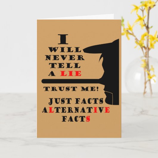 長い鼻の代替の事実は決して挨拶を嘘をつかない カード (黄色い花)