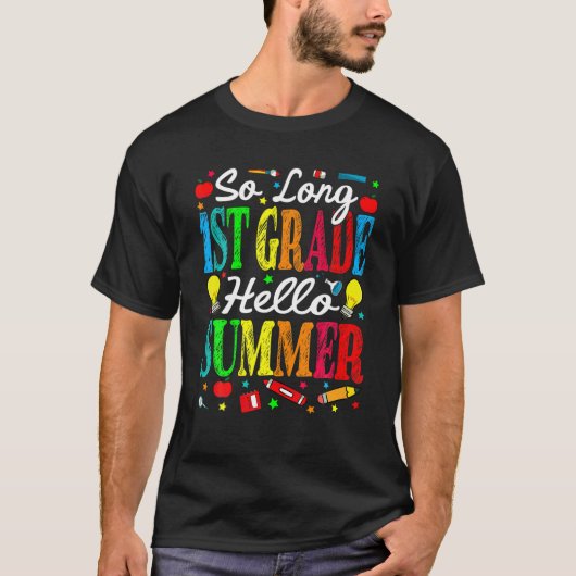 長い1年生こんにちは夏の学校の最終日 Tシャツ (正面)