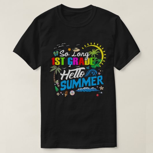 長い1年生のハローサマー学校の最終日 Tシャツ (デザイン正面)