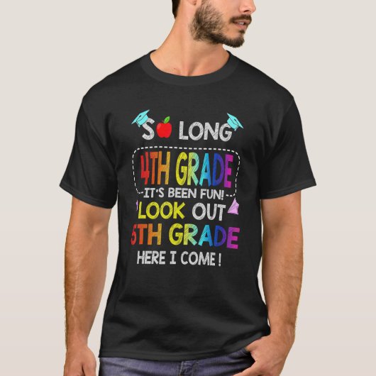 長い4年生ここ来で5年生卒業 Tシャツ (正面)