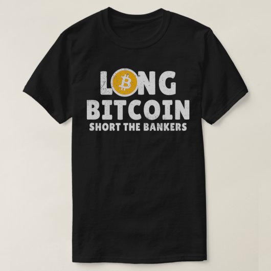 長いBTC銀行業者の暗号トレーダーBTCを短くする Tシャツ (デザイン正面)