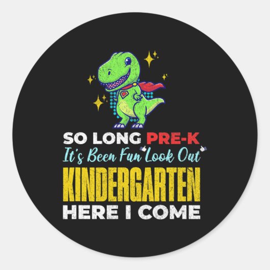 長いPreK幼稚園ここに私は恐竜グ来ラ ラウンドシール (正面)