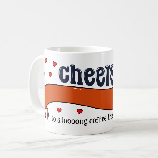長おもしろいいコーヒーブレイクドッグへの応援 コーヒーマグカップ (正面左)