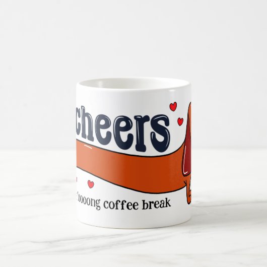 長おもしろいいコーヒーブレイクドッグへの応援 コーヒーマグカップ (中央)
