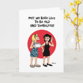 長おもしろい寿誕生日 カード (黄色い花)