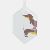 長おもしろい犬の親のかわいいダシュント ガラスオーナメント (正面左)